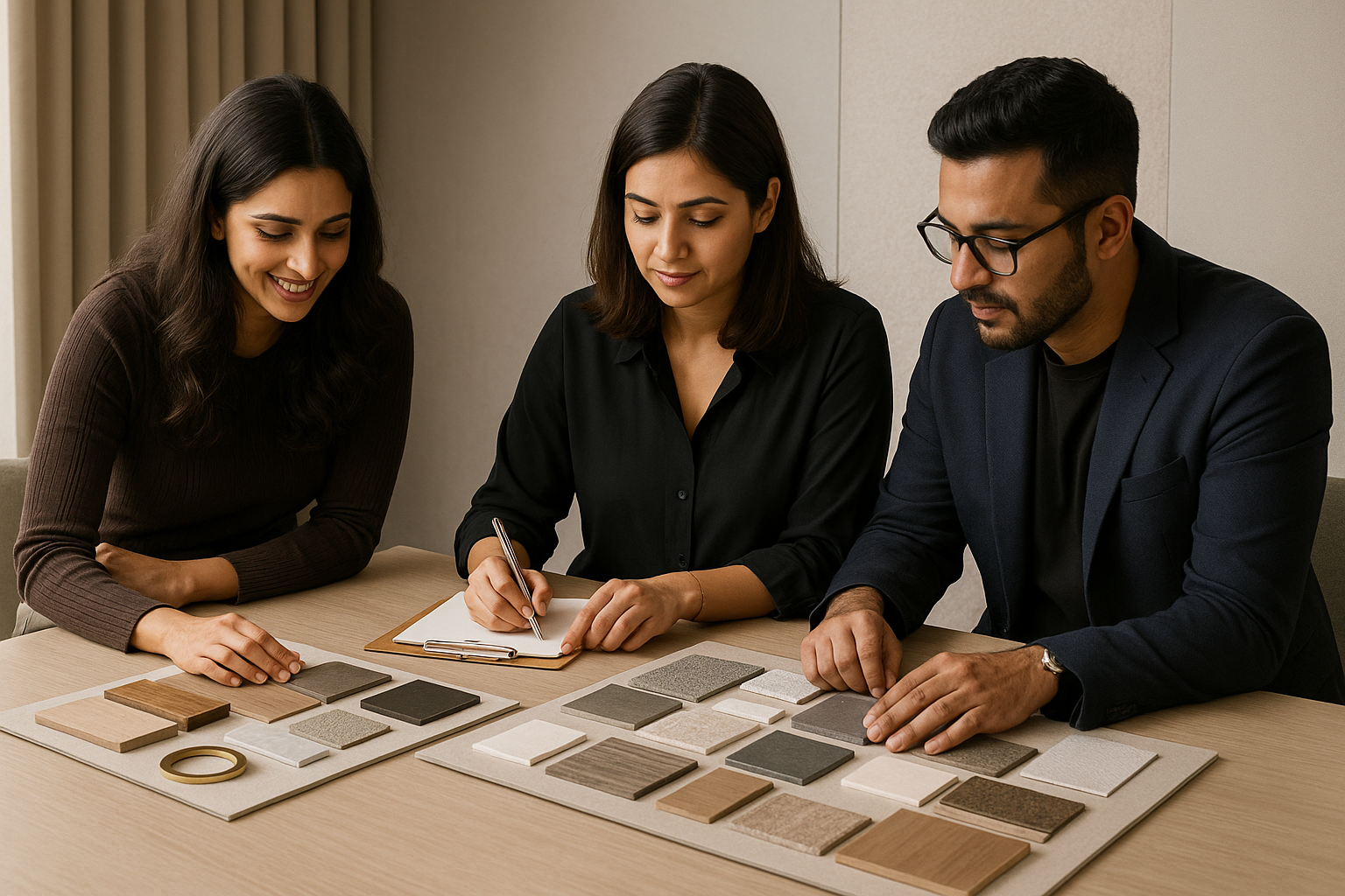 Studio team reviewing boards