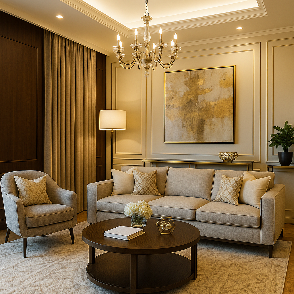 Luxury residential living room by Fantasia Interior